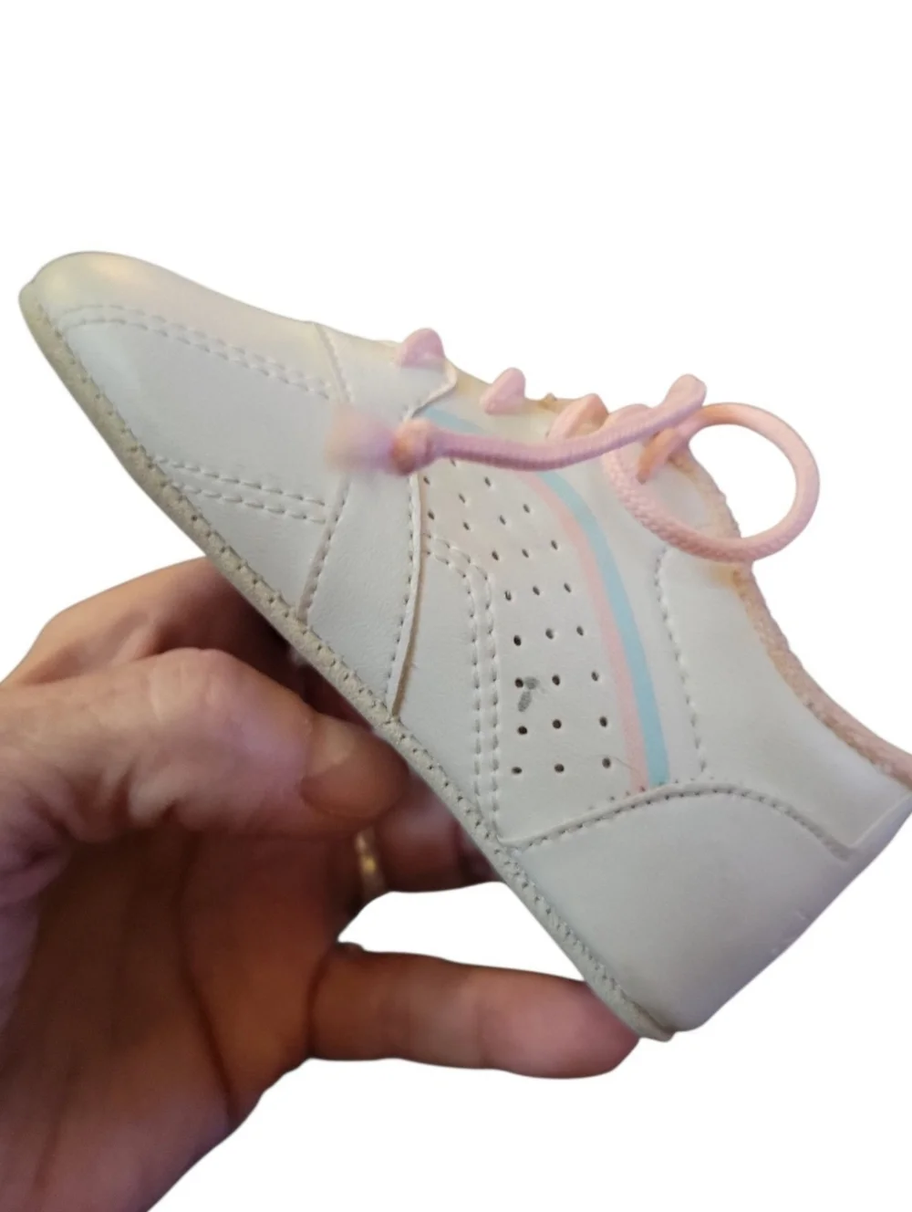 Pretzels Baby Shoes White With Pastel Rainbows Sneaker Style Infant Sz 3